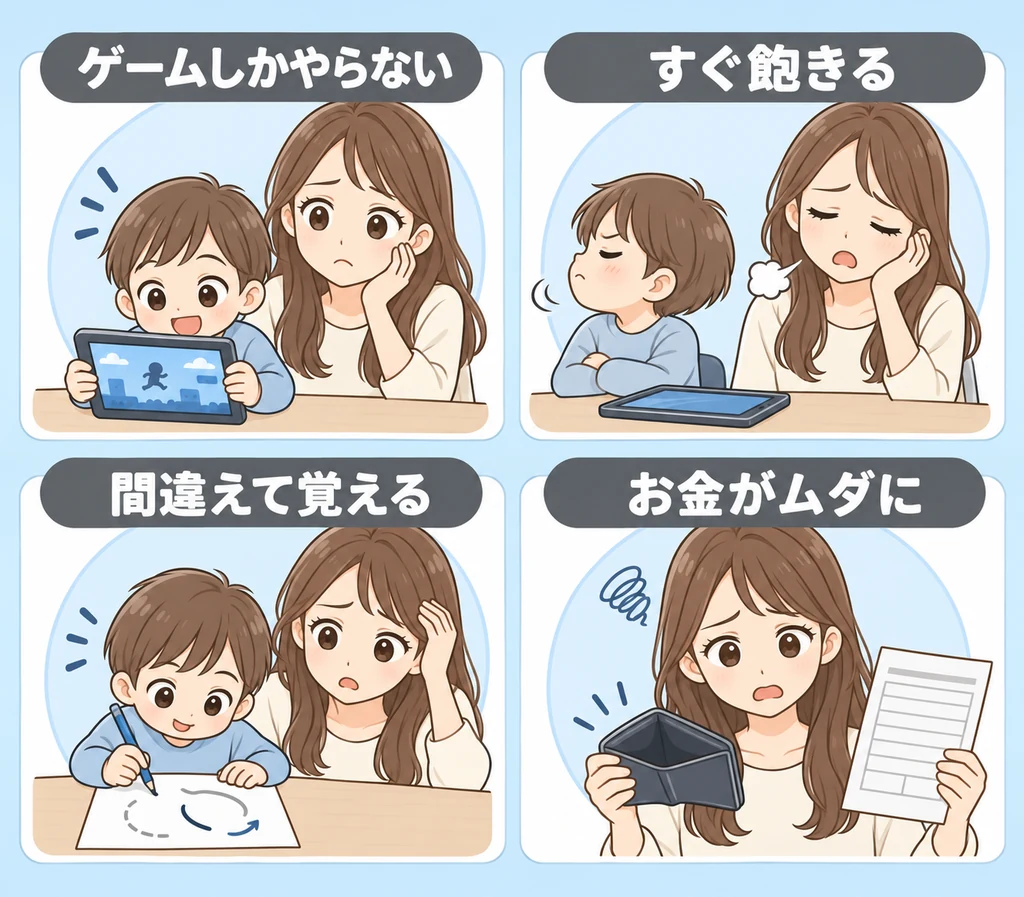 選び方を間違えたときの失敗例(ゲームしかやらない・すぐ飽きる・間違えて覚える・お金がムダに)